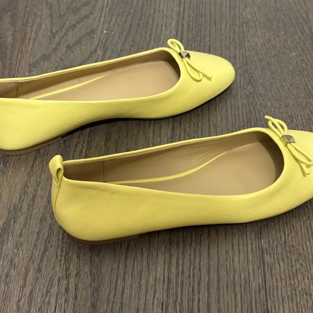 Michael Michael Kors Eloise Bow Ballet Flat Shoes Soft‎ Yellow Size 8.5 Preppy